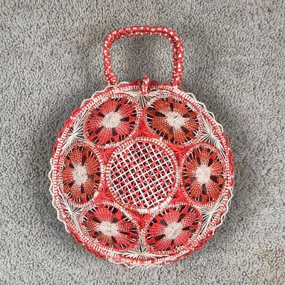 Handbags - Hand Woven Round Orange Handbag